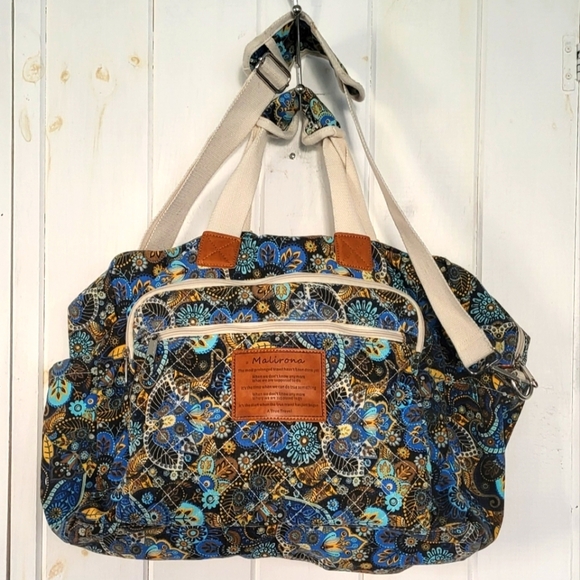 Malirona Canvas Peacock Floral Travel Duffel Bag - Picture 1 of 16